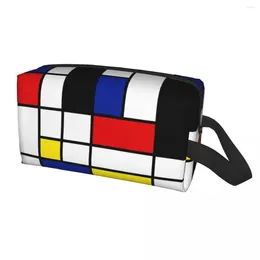 Cosmetic Bags Cute Abstract Art Mondrian Travel Toiletry Bag For Women Geometric Modern Makeup Beauty Storage Dopp Kit