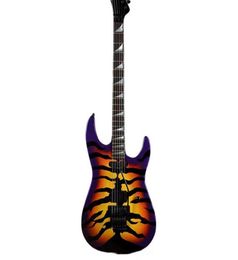 Japan George Lynch Tiger Stripe Sunburst Purple Red Yellow Electric Guitar Ebony Fingerboard Dot Inlay Floyd Rose Tremolo Bridge3655814