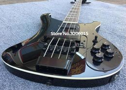 Custom Gloss Black 4 Strings 4003 Electric Bass Guitar BlackHardware Rosewood Fretboard Triangle MOP Inlay5962535