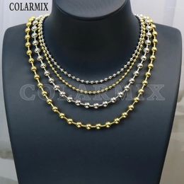 Chains 10Pcs Multi Size Gold Bead Strand Necklace Smooth Jewellery Simple Design Women Lovely Gift 52867