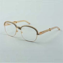 Best-selling top-quality Stainless Steel diamond temples eyeglasses, high-end diamonds eyebrow frame 1116728-A Size: 60-18-140mm