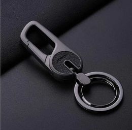 Keychains Lanyards New Top Metal Simple Keychain with Leather Men Women high quality Charm Key Chain double key Ring Best Gift Jewellery K3154 Q240403