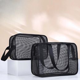 Storage Bags Black Mesh Makeup Bag Famale Transparent Cosmetic Small Large Portable Travel Toiletries Towel Pouch