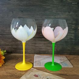 Wine Glasses Mediaeval Glass Crystal Red Goblet Tulip Cup Hand-painted Birthday Gift