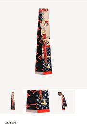 Letters Print Floral Silk bandeau Handle Bag Scarves Women square Bandeaus Headband Design Satin Neckerchief Female Headband handbags decorative scarf 120X6cm