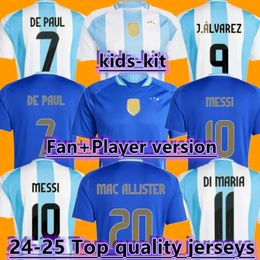 2024 2025 Euro Cup Argentina Soccer Jerseys MESSIS 24 25 Fans Player Version MAC ALLISTER DYBALA DI MARIA MARTINEZ DE PAUL MARADONA Child Kids Kit Men Football Shirt