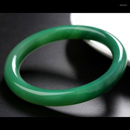 Bangle Send Certificate Real Green Jade 7A Certified Jades Stone Bracelet Bangles Jadeite Hand-Carved Emerald Fine Jewellery Drop Deli Dhubj
