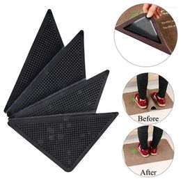 Bath Mats Triangular Entrance Door Mat Non-Slip Rubber Pads Reusable Washable Carpet Stop Stickers Black Corner Pad Tapes Set For Bathroom