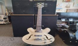 4 strings Semihollow Milkwhite Electric Bass Guitar with Chrome hardwareRosewood fingerboardoffer customize9640834