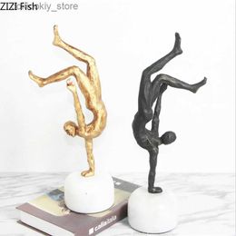 Arts and Crafts Human Sculpture Sports ymnastics olden Fiure Crafts Ornaments Handstand Abstract Modern Home Decoration AccessoriesL2447