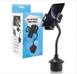 Cup Holder Universal Cell Phone Mount 2 in 1 Car Cradles Adjustable Gooseneck Holders Compatible for Samsung phones and iPhone9822820