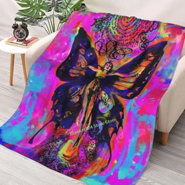 Blankets Butterfly Girl Throw Blanket 3D Printed Sofa Bedroom Decorative Children Adult Christmas Gift