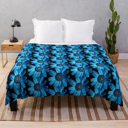 Blankets Blue Flower Boho Bedding Anti-Pilling Flannel Ultra-Soft Micro Fleece Throw Blanket