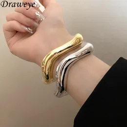 Bangle Draweye Hiphop Wave-shaped Bracelet For Women Vintage Punk Style Korean Fashion Jewelry Bangles Simple Pulseras Mujer