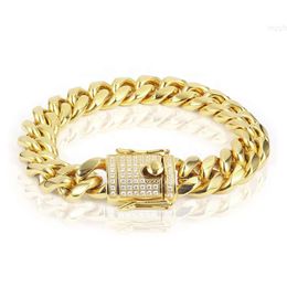 2023 Hot Sales Stainless Steel Miami Cuban Link Bracelet 18k Gold Plated for Men Women