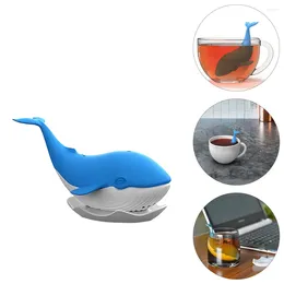 Cups Saucers 1 Pc Whale Shape Tea Strainer Silicone Philtre Travel Steeper (Blue)