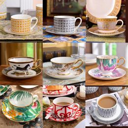 Cups Saucers European Style Coffee Ceramic Cup And Saucer Set Office & Restaurant High-grade Exquisite English Afternoon Tea Snack Plate