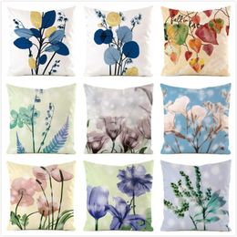 Pillow 45cm Colorful Leaves Inimitated Silk Fabric Throw Covers Couch Cover Home Decorative Pillows