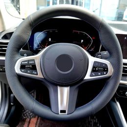 Steering Wheel Covers Black - Red Blue Line Perforated Leather Cover For M Sport G30 G31 G32 G11 G20 G21 G01 G02 X5 G05 G14 G15 G16