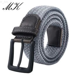 Belts MaiKun Mens Canvas Belt Fashion Metal Pin Buckle Military Tactical Belt Mens Elastic BeltC240407