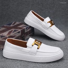 Casual Shoes Classic White Loafers Men Breathable Leather Flat Slip-on Peas For Footwear Mocasines Hombre