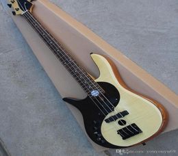 Left hand Tai Chi graphics electric bass guitar with black hardware flame beige board 4 strings 24 sounds high quality preci2518662