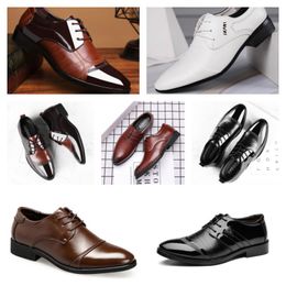 Luxury Multi style leather men's black white casual shoes, large-sized business dress pointed tie up wedding shoe