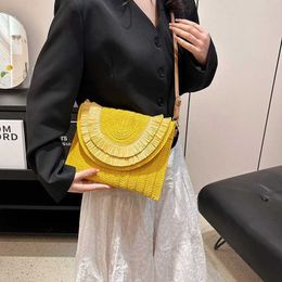 Casual Beach Bags Ethnic Style Grass Woven Bag Horizontal Envelope Hand-held Summer Fashionable Single Shoulder Crossbody Women's