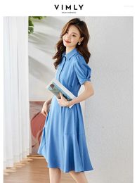 Party Dresses Vimly Korean Fashion Summer Shirt Women 2024 Button-up Short Sleeve A-line Office Lady Female Midi Dress With Belt M1176