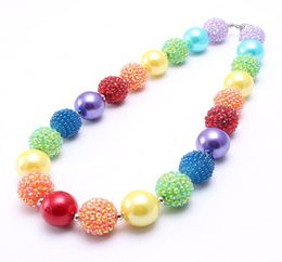 Whole Colorful Kid Chunky Necklace Finished DIY Pretty Rainbow Bubblegum Bead Chunky Necklace Children Jewelry For Toddler Gir9420884