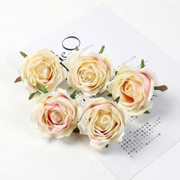 Decorative Flowers 10pcs Artificial Head Silk Rose Fake Flower For Wedding Home Decor Art DIY Ornament Room Decoration