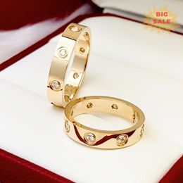 MENS Womens Love Ring Man 4mm 5mm 6mm Wedding High Quality 925S 18K Storlek 511 Luxury Diamond Rose Silver Engagement med Box Crtir Designer Gold Band Rings Fo