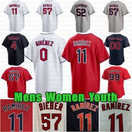 Custom 11 Jose Ramirez 0 Andres Gimenez Baseball Jersey Steven Kwan Josh Naylor David Fry Shane Bieber Bo Triston McKenzie Austin Hedges Myles Straw Will Brennan