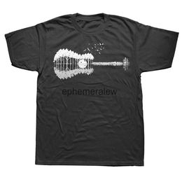 Men's T-Shirts Guitar Lake Shadow Love Musician T-Shirt Beach Music Note Cotton Male T Shirt Printed Short Sleeve Top Tees H240407