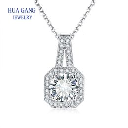 Trendy Pendant Chain Necklace Shining 1ct Laps Diamond 925 Sterling Silver Jewellery For Women Wedding Birthday Gift 240407