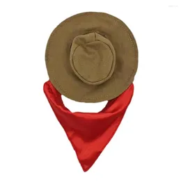 Dog Apparel Adjustable Pet Hat Lightweight Stylish Costume Accessories Set Of Comfortable Cowboy Saliva Towel For Dogs