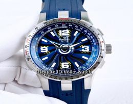 Limited New Steel Case Turbine Pilot A10851 Blue Dial Automatic Mens Watch Tachymeter Scale Appears Steel Bezel Blue Rubber Sport9917908