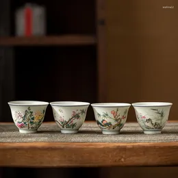 Teaware Sets 2 Pcs/lot Chinese Antique Ceramic Teacup Exquisite Hand Painted Flower Pattern Tea Bowl Coffee Cup Home Set Master