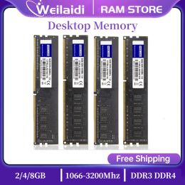 RAMs Memoria Ram DDR3 DDR4 2GB 4GB 8GB 16GB Memory Ram PC3 1333 1600 1866 PC4 2400 2666 3200Mhz for Desktop Computer Dimm 1.5V