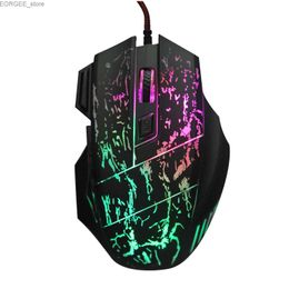 Mice Wired Game Mouse Streaming Crack Colourful Light USB Port Mice 7 Button 3200DPI Adjustable For Laptop Computer Gaming Mouse Y240407