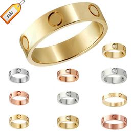 Womens Love Ring Mens Designer Heart Band Rings Couple Jewellery Titanium Steel Band Fashion Classic Gold Silver Rose Colour screw With diamonds Size 5-10 box Gif