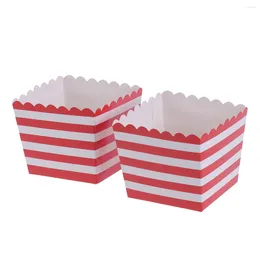 Disposable Dinnerware 12pcs Party Paper Tableware For Baby Shower Birthday Supplies(Small Popcorn Box Red Stripes) Plastic Plates