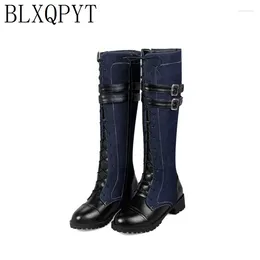 Boots BLXQPYT Winter Autumn Big Size 33-46 Knee High Women Med Heels Zip Long Round Toe Platform Knight Shoes Woman Z811