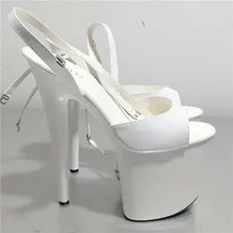 Dance Shoes Sexy High Platform Lined Sandal 8 Inch Heel White Bride Wedding Dress Ultra Thin Heels 20cm Women's