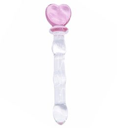 DOMI 21cm Long Ice and Fire Series Pink Heart Design Glass Adult Butt Anal Plug Sex Toys S9249908759