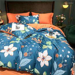 Bedding Sets 30High End Flower 60 Thread Long Staple Cotton Four Piece Set Pure 60s Satin Reactive Printing Bed Sheet Fitted