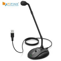 Stand Fifine Usb Computer Microphone 360 Flexible Gooseneck Mic for Broadcasting Conference Instrument Recording Vedio Gaming