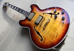 Whole New Arrival Gibsoes 335 Jazz Electric Guitar Maple Seme Hollow In Sunburst 1301016397362