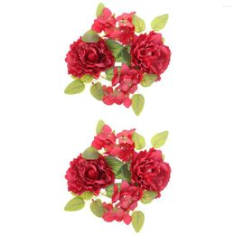 Decorative Flowers Set 2 Wedding Centerpieces Tables Candlestick Garland Artificial Floral Wreaths Flower Peony Ring Red
