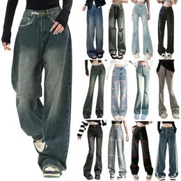 Women's Jeans High Street Jean Pants For Women Waist Button Baggy Trousers Cool Girl Style Wide Leg Loose Casual Vintage Denim Pant